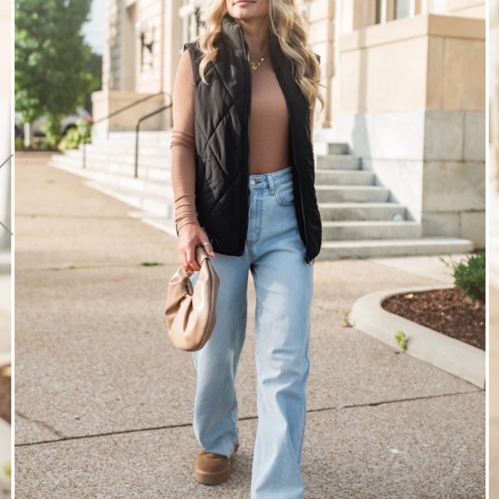 Pink Lily MOUNTAINSIDE MOMENT BLACK QUILTED PUFFER VEST - Picture 2 of 10